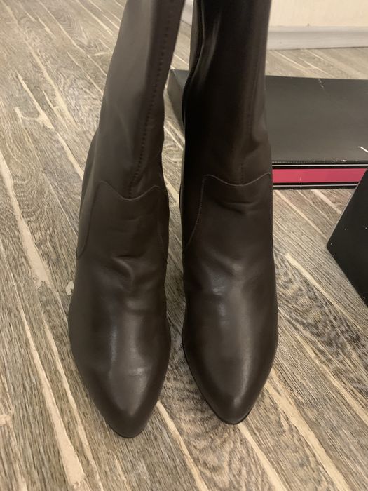 Шкіряні чоботи шоколадний колір 39-40