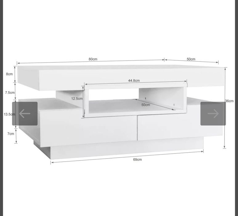 Mesa de Centro Moderna com LED