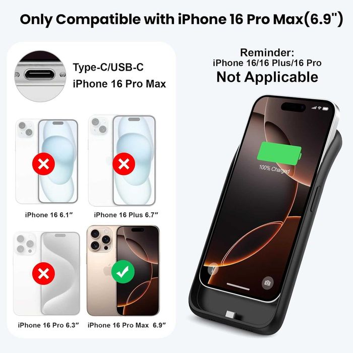 Capa com bateria para iPhone 16 Pro MAX