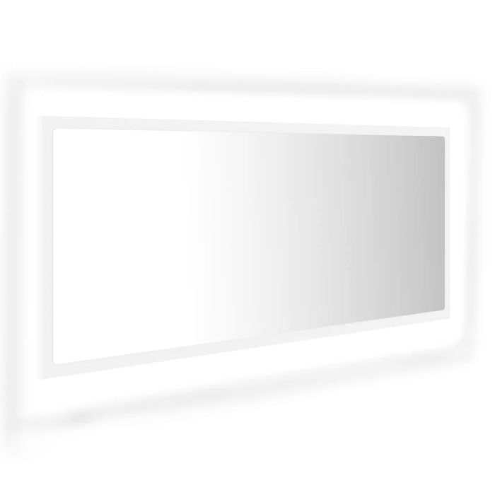 Vidaxl Lustro Łazienkowe Z Led, Białe, 100X8,5X37 Cm, Płyta Wiórowa