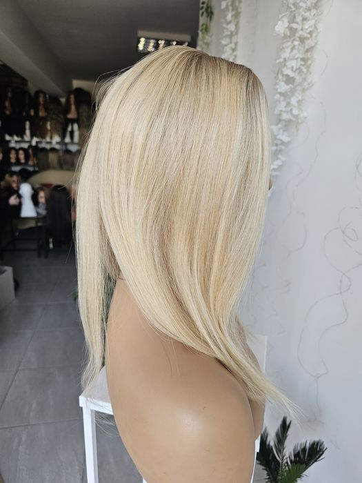 Tupet topper Kris jasny blond z odrostem włosy naturalne 50 cm