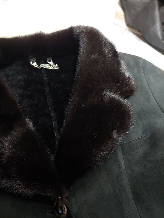 Теплюча шкіряна дублянка преміум якості з норкою