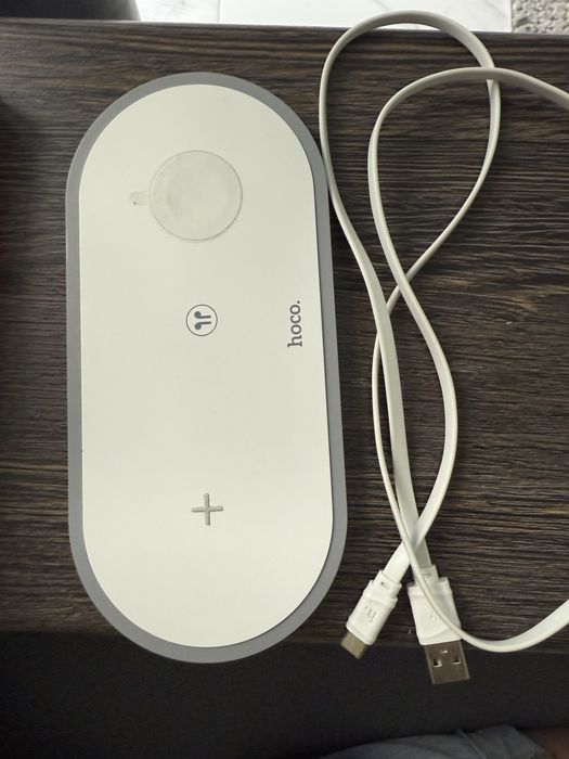 Беспровідний зарядний пристрій 3-в-1 Qi HOCO CW24 15W White