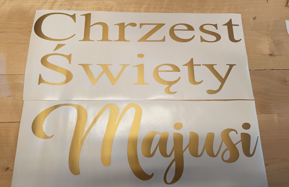 Złote naklejki na chrzest y