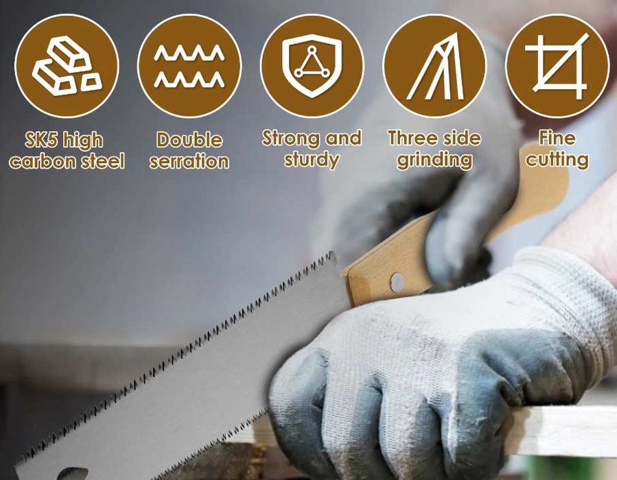 Японская двусторонняя тяговая пила 6 дюймов SK5 сталь 14/17 TPI
