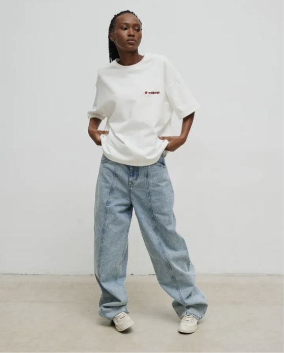 Jeansy Marsala Butik M 38 Light Denim Ballon Jasne luźne jeansy