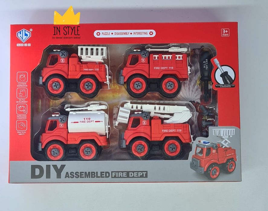 Auta konstrukcyjne Straż Pożarna zestaw pojazdów