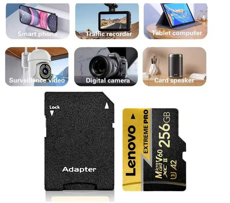 PAMIĘĆ microSD + adapter 256GB A2 V60 XC II Lenovo