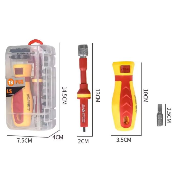 Kit Bits Chaves Magnéticas 18 em 1 1000V Torx Cruzado Fenda Electricista