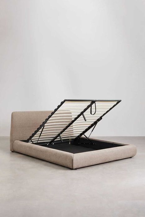 Cama estofada com arrumação Norena Castanho SKLUM 160 x 200