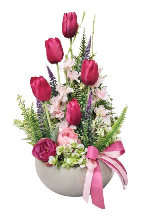 Wiosenna kompozycja kwiatowa stroik prezent W166