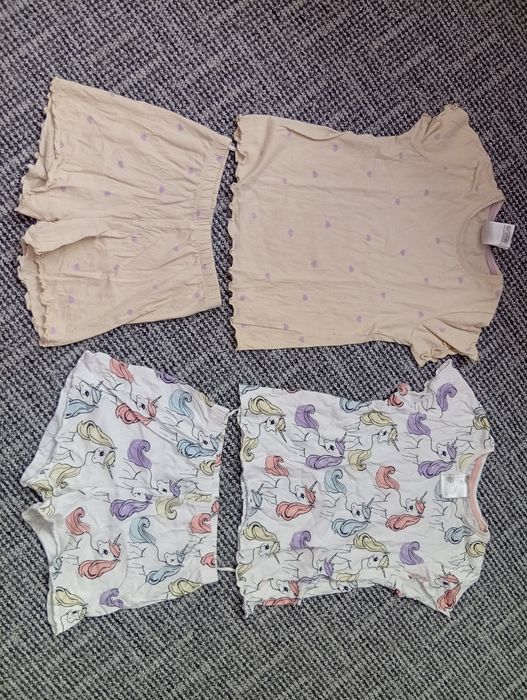 Dwie piżamy H&M 122/128 letnie krótki rękaw szorty na lato
