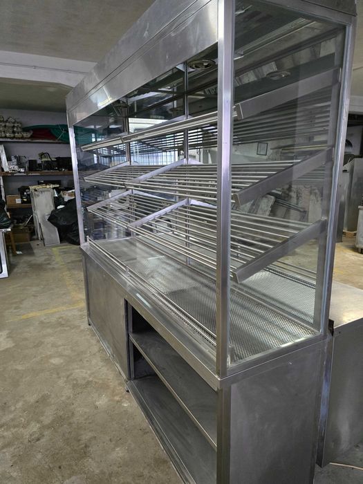 Expositor de pão e pastelaria em aço inox com 2,5m Como novo