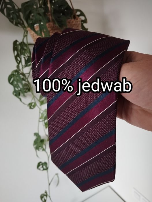 Krawat jedwabny 100% silk, 8,5cm, w paski, Collezione