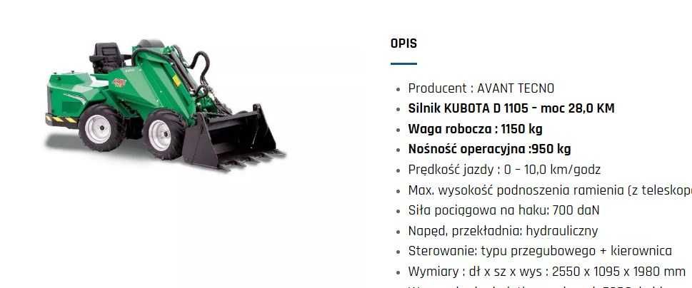 Wynajem Miniładowarka Multione Avant mini ładowarka Wypożyczalnia