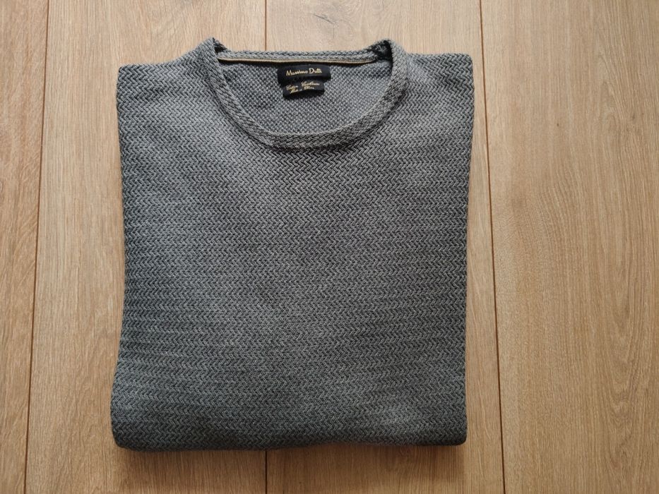 Sweter Massimo Dutti szary struktura S bawełna + kaszmir