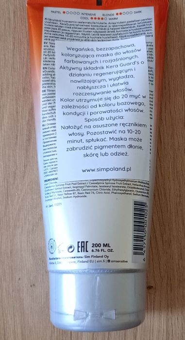 Maska koloryzująca do włosów rudych i blond Sensido