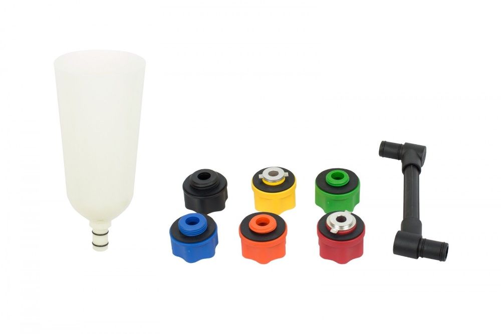 Funil para óleo com 8 adaptadores e extensão angular