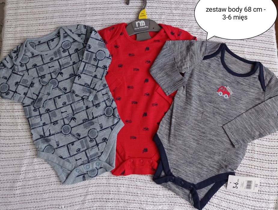Nowe Zestaw body 68 cm 3-6 mięs jak next Zara hm