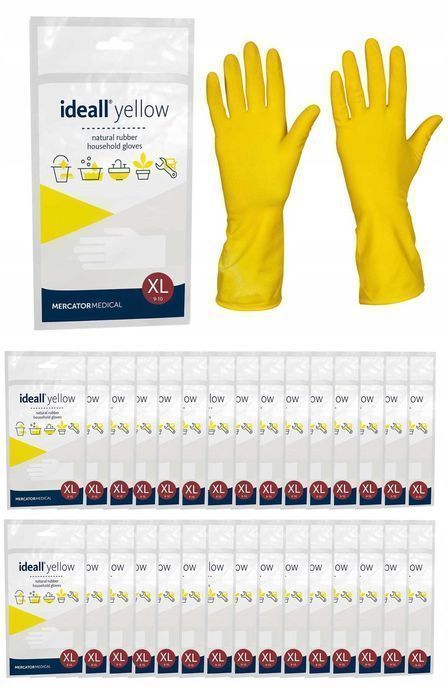 Rękawice Gospodarcze Lateksowe / Żółte / Rozmiar: 10 - Xl / 120 par