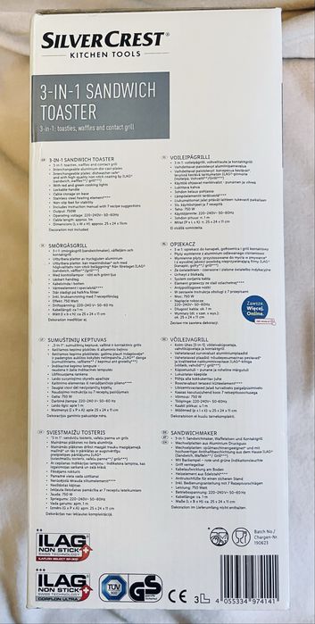 Toster 3 w 1, sandwitch, gofry, grill 750W seria SSMW D2