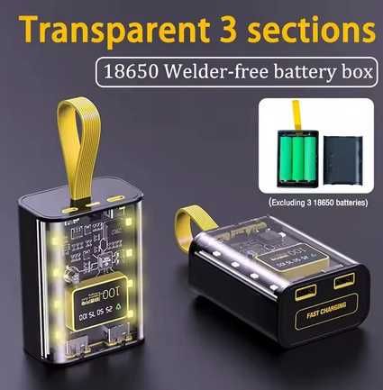 Прозрачный повербанк Powerbank  фонариком 7800 мАч