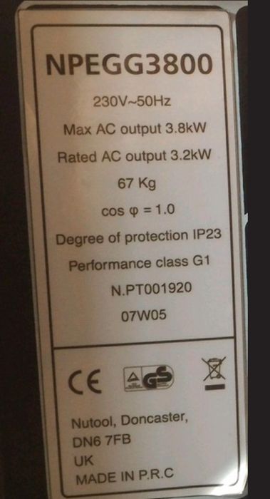 Gerador NUPOWER npegg 3800