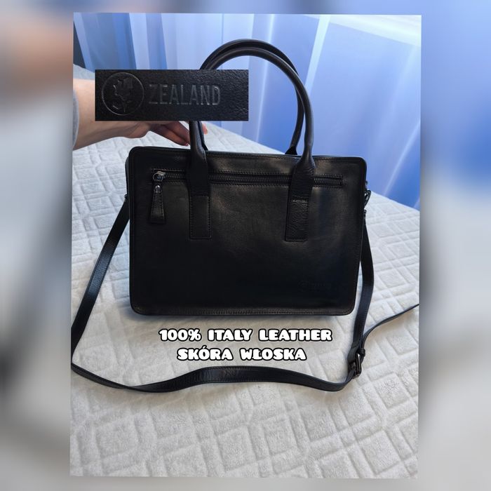 ZEALAND - skórzana torba czarna elegancka biznesowa do pracy