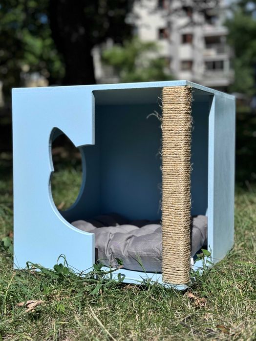 Buda Budka Domek DLA KOTA DRAPAK MiauVilla Blue