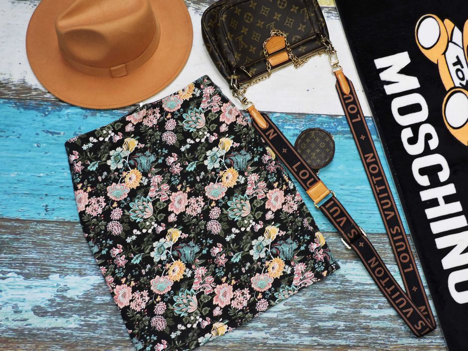 House spódniczka jeans kwiatuszki S