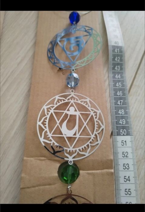 Pendente 7 Chacras con cristal multifacetado 
Pendente com cristal mul