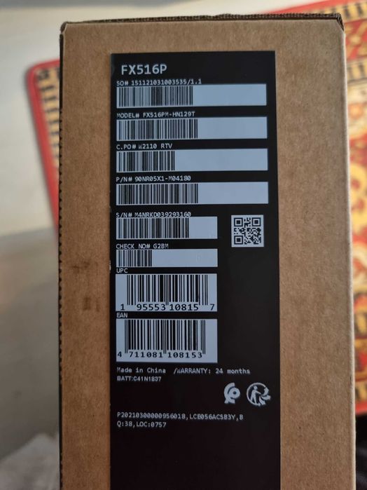 ASUS TUF Dash Gaming F15 i7, 24GB RAM, RTX3060, SSD 512g (mod FX516PM)