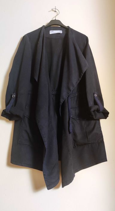 Zara kimono kardigan tencel S / M oversize granat | asymetryczna narzutka