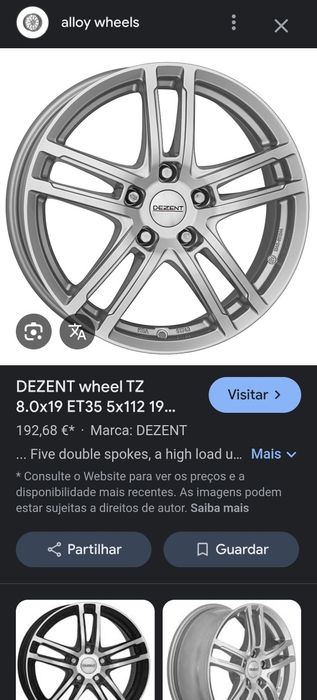4 Jantes DEZENT TZ 8jx19