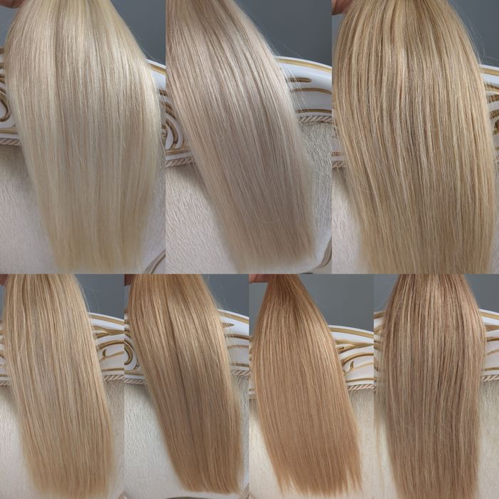 Омбре, натуральные волосы, срезы.  Горячее/холодное наращивание