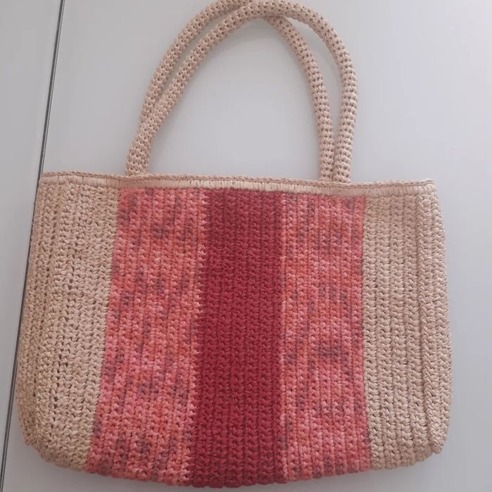 Torebka rafia szydełkowa handmade multicolor