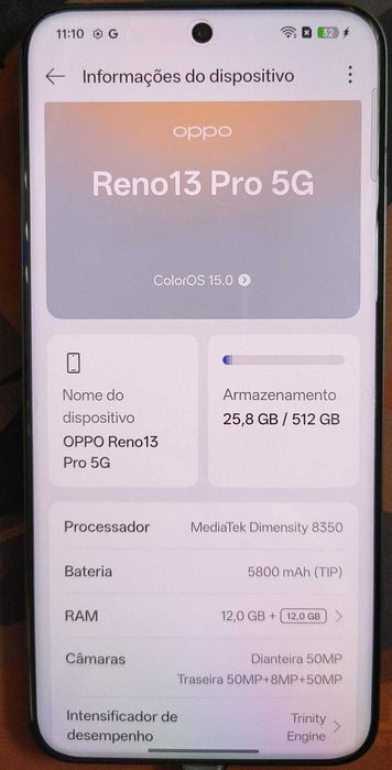 OPPO Reno 13 Pro 6.83'' 12 GB 512 GB, Modo foto subaquática, Preto