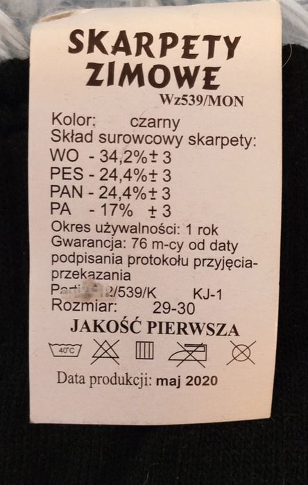 Skarpety zimowe Wz 539/MON
