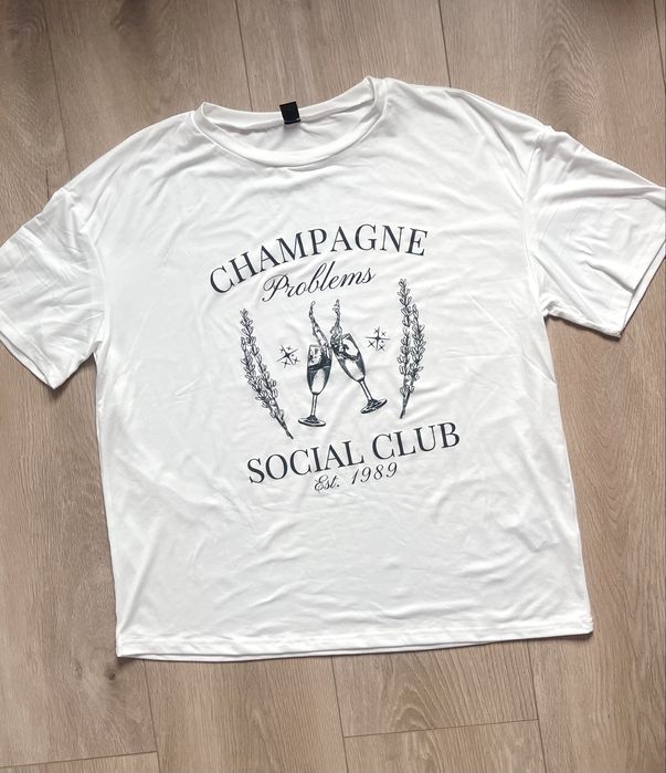 Biala koszulka t-shirt na krotki rekaw oversize M