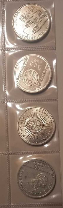 Lote 4 moedas em prata de 500 escudos