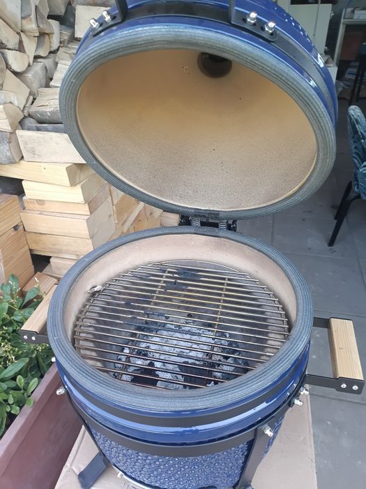 Piękny ceramiczny grill Kamado Compact 15" BBQ granatowy