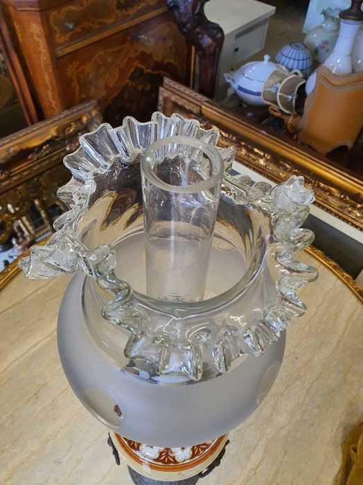 Lampa porcelana, mosiądz 66 cm