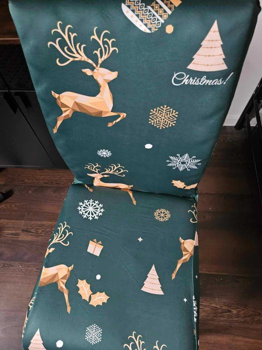 Świąteczne pokrowce na krzesła elastyczne 4 sztuki zielone święta