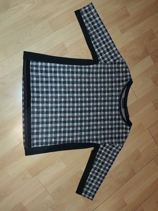 Bluzka krata złota nitka 42 44 xl zadbany elegancki