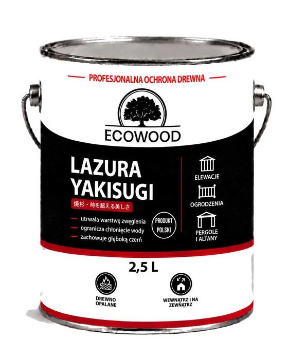 Lazura Yakisugi Ecowood 2,5 L – czarna lazura do drewna opalanego