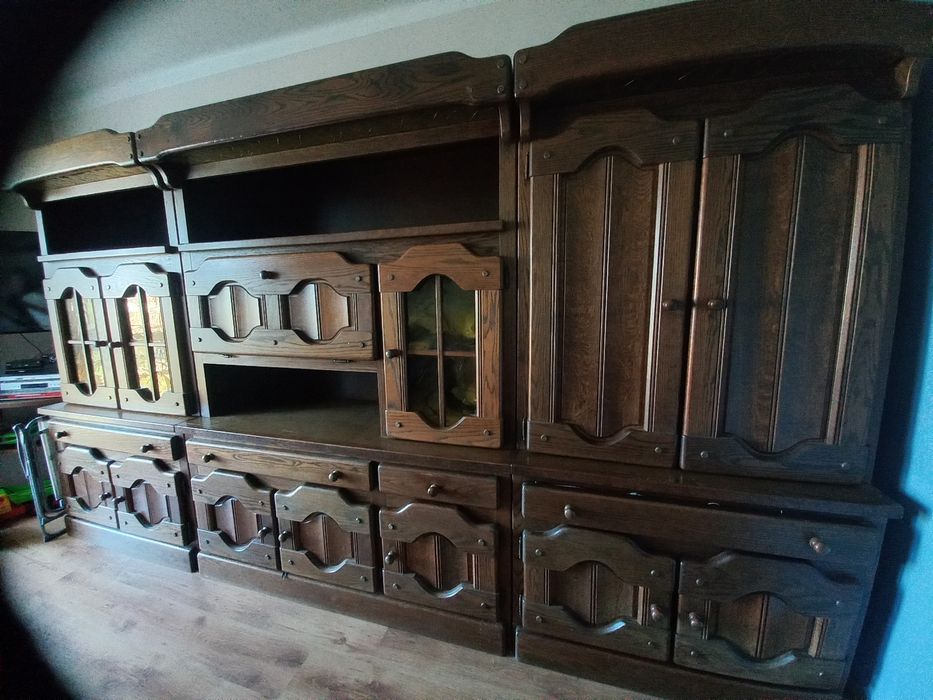 Meblościanka dębowa plus dwa fotele