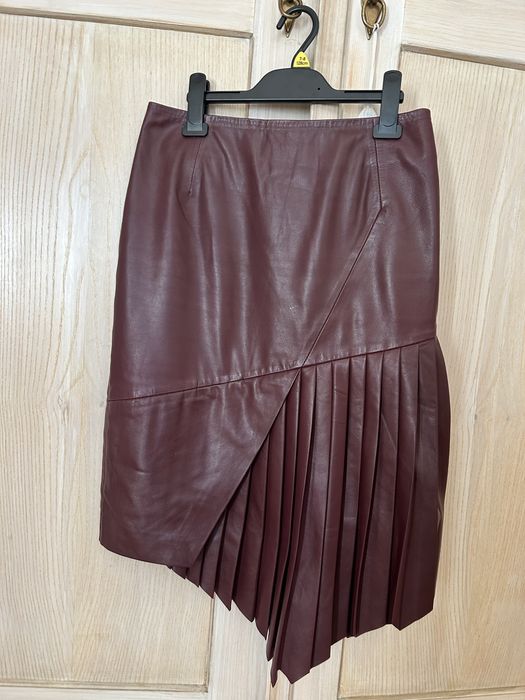 Ochnik skórzana spódnica burgund