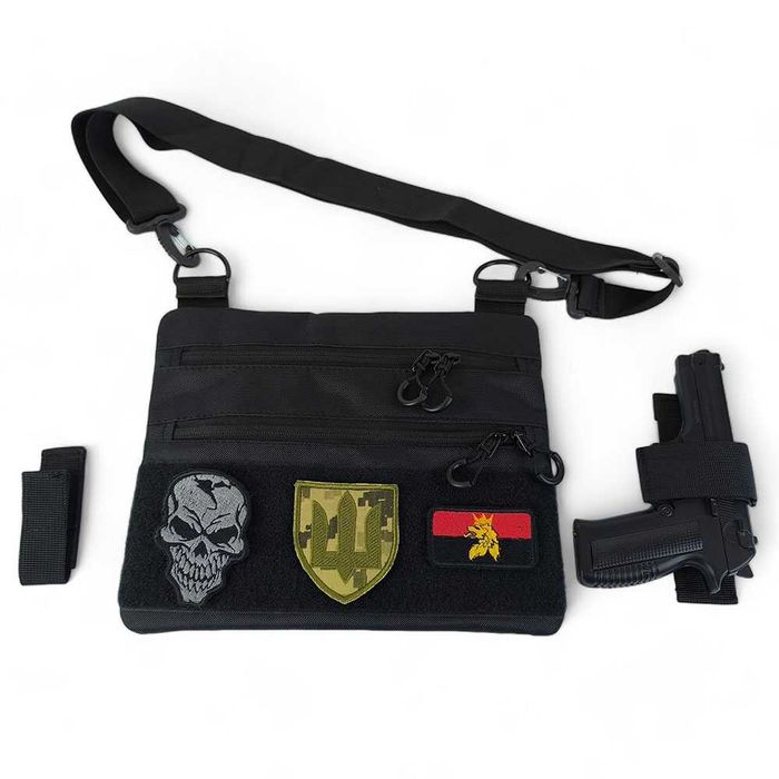 Тактична сумка для прихованого носіння з кобурою, чорна, Cordura