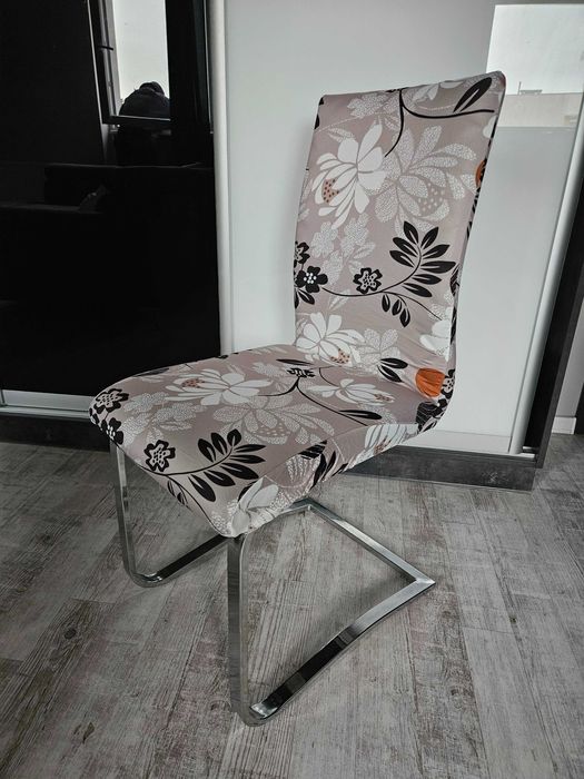 Pokrowce na krzesła wzór kwiaty elastyczne uniwersalne 4 sztuki