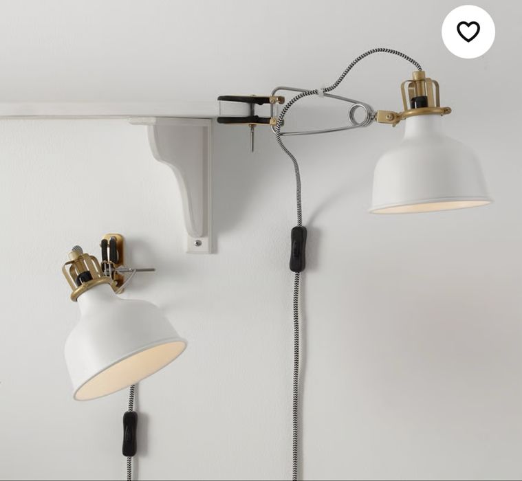 Ikea 2 Reflektory z klamrą, ścienne, kremowe